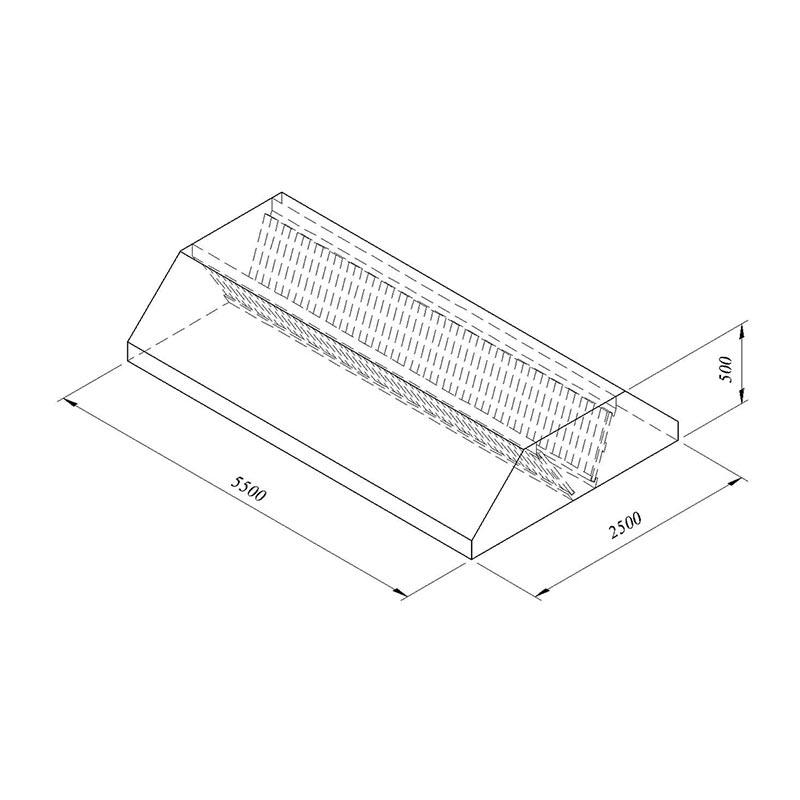 Öztiryakiler Orta Tip Filtreli Davlumbaz, 550x250 cm