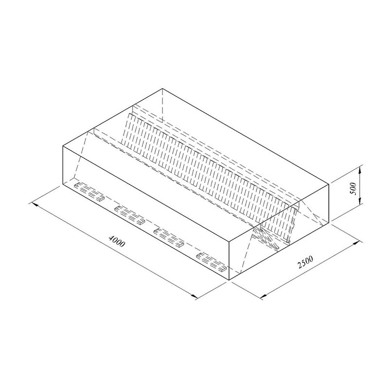 Öztiryakiler Kutu Tip Filtreli Cift Cidar Davlumbaz, 400x250 cm