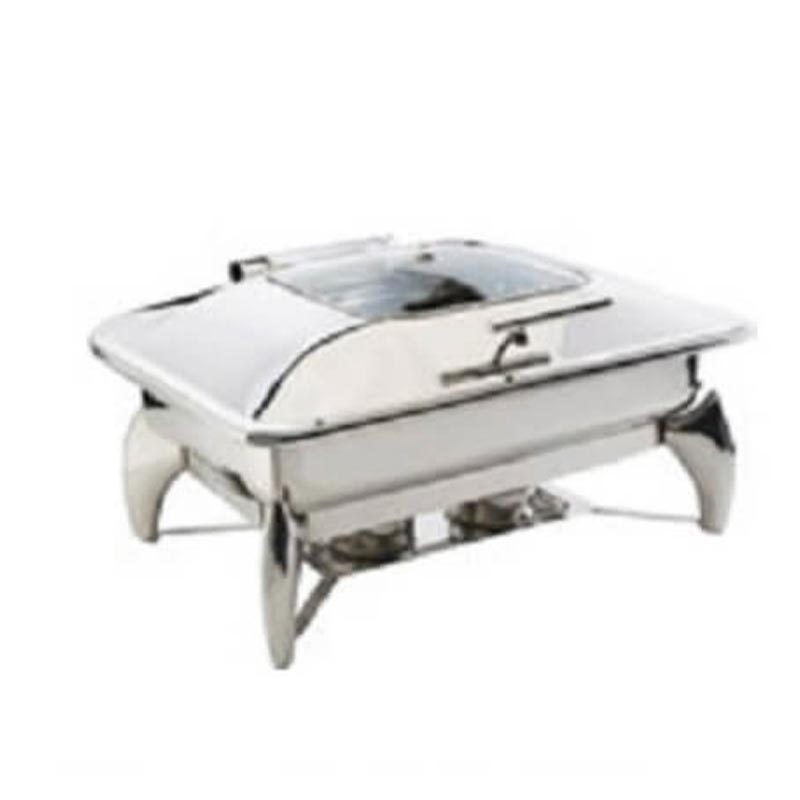 Öztiryakiler Ayaklı Dikdörtgen Cam Kapaklı Chafing Dish, GN 1/1, 9 L