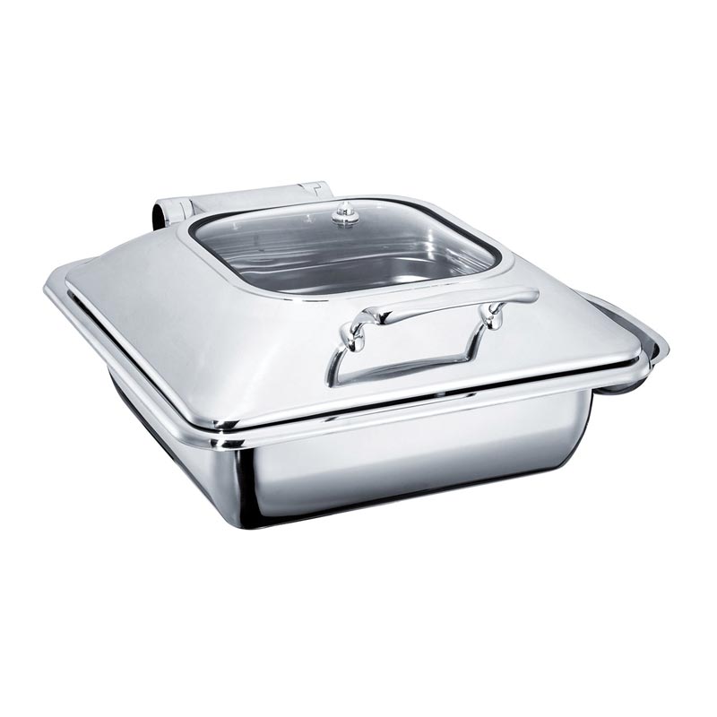 Öztiryakiler Dikdörtgen Cam Kapaklı Chafing Dish, 9 L