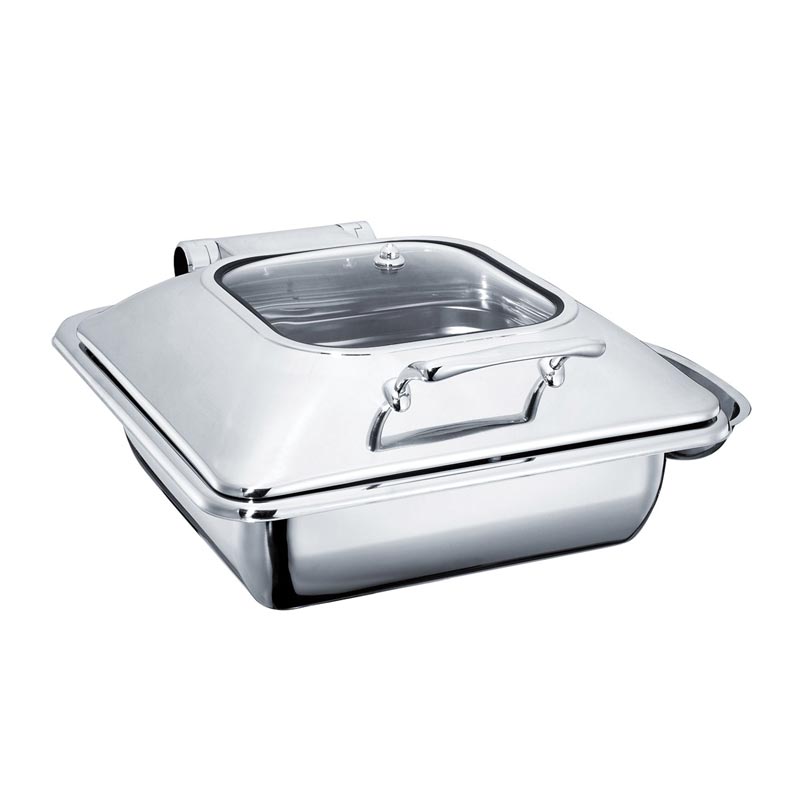 Öztiryakiler Dikdörtgen Cam Kapaklı Chafing Dish, 6 L