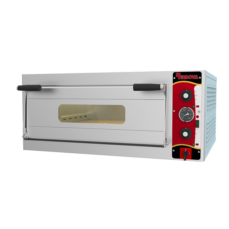 Rinnova E4301AB Analog Kontrollü Tek Katlı Pizza Fırını, 4 Pizza Kapasiteli, 62x62 cm, Elektrikli