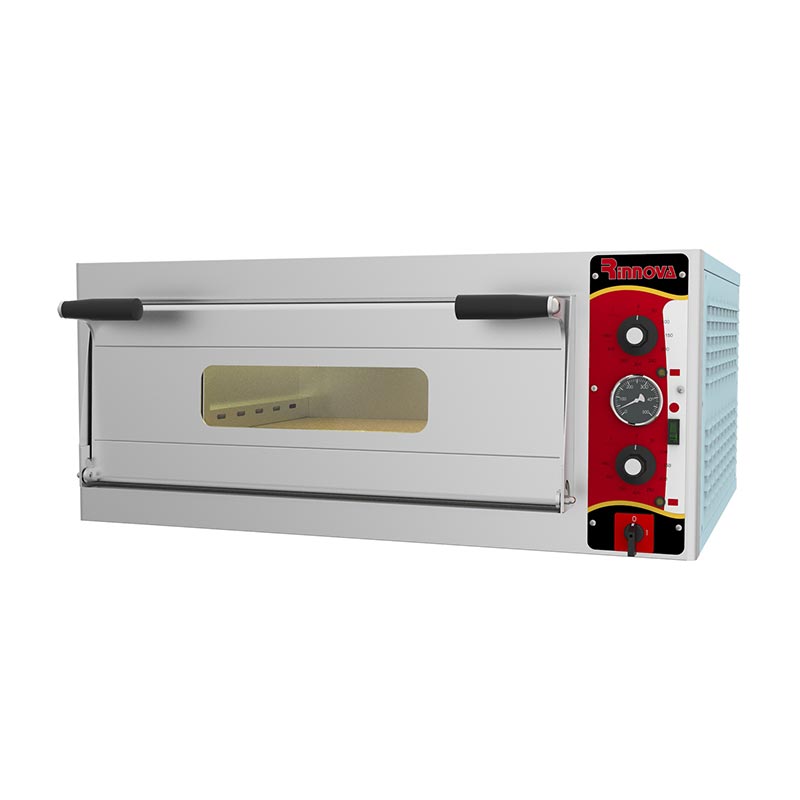 Rinnova E4331AB Analog Kontrollü Tek Katlı Pizza Fırını, 4 Pizza Kapasiteli, 68x68 cm, Elektrikli