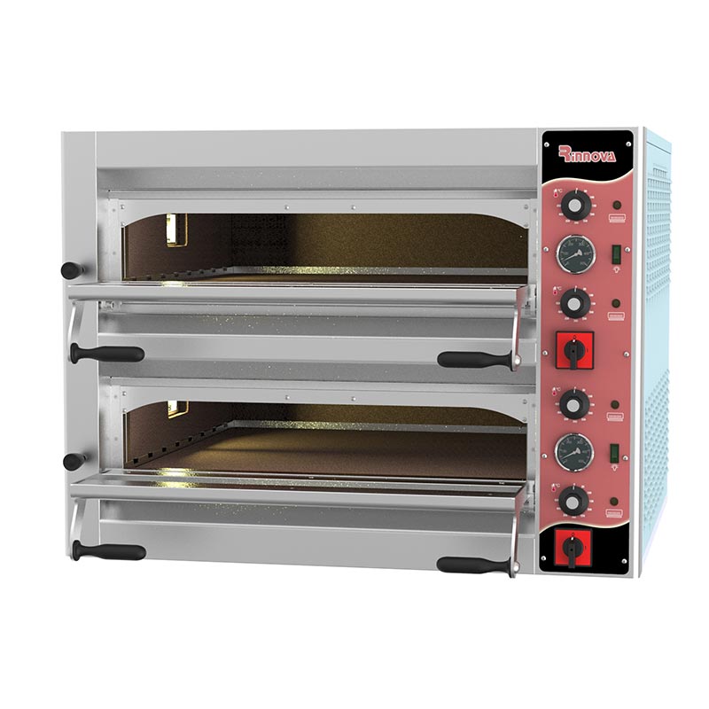 Rinnova E4352AS Taş Kaplamalı Analog Kontrollü Pizza Fırını, 8 Pizza Kapasiteli, 72x72 cm, Elektrikli