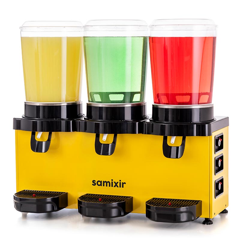 Samixir MMM30 Panaromik Triple Soğuk İçecek Dispenseri, 10 L+10 L+10 L, Sarı