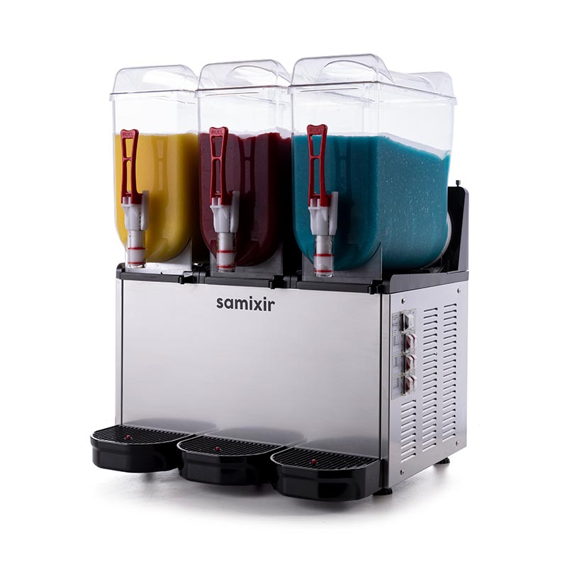 Samixir SLUSH36 Triple Ice Slush Granita ve Soğuk Meyve Suyu Dispenseri, 12+12+12 L, Inox