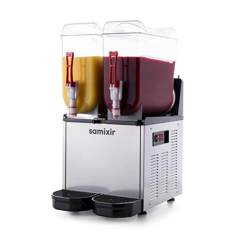 Samixir SLUSH24 Twin Ice Slush Granita ve Soğuk Meyve Suyu Dispenseri, 12+12 L, Inox