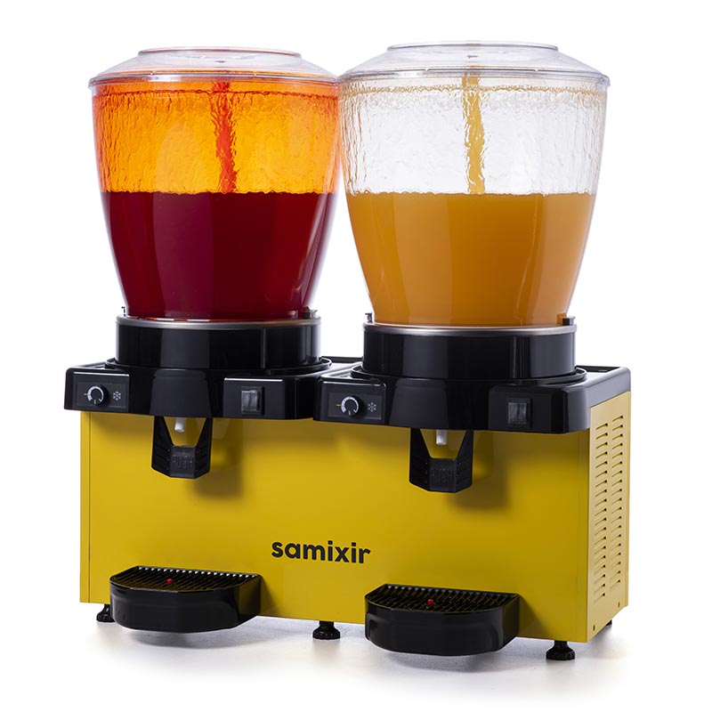 Samixir SS44 Panaromik Analog Twin Soğuk İçecek Dispenseri, 22+22 L, Fıskiyeli, Sarı