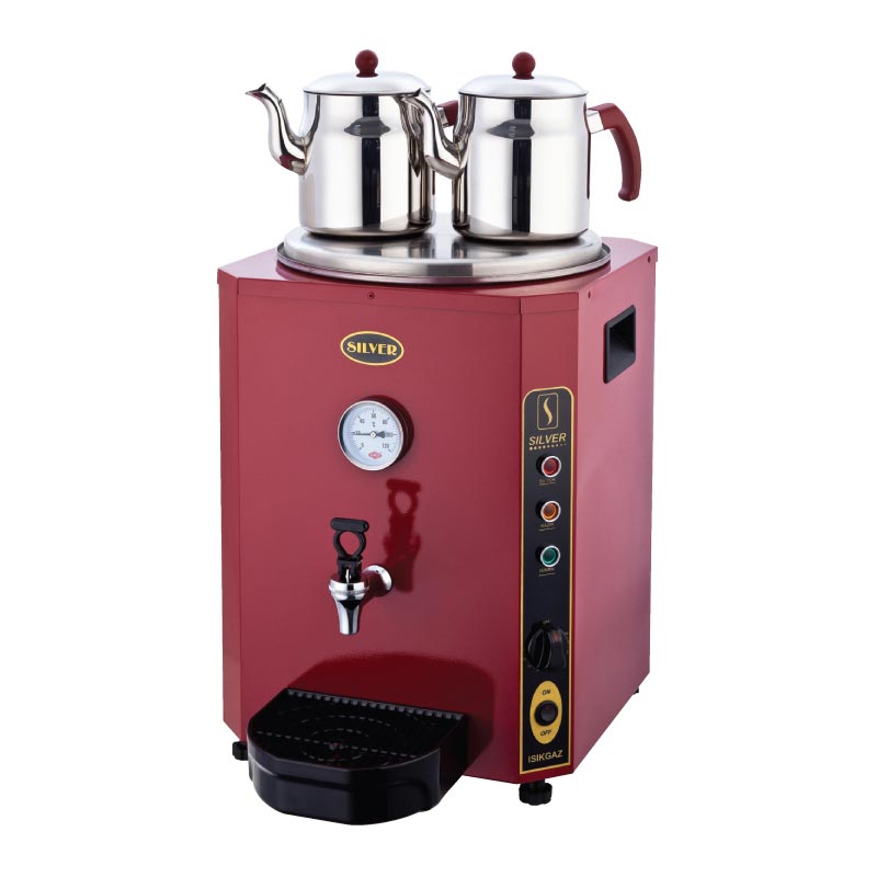 SilverInox Elite Çay Makinesi, 2 Demlikli, 23 L, Kırmızı