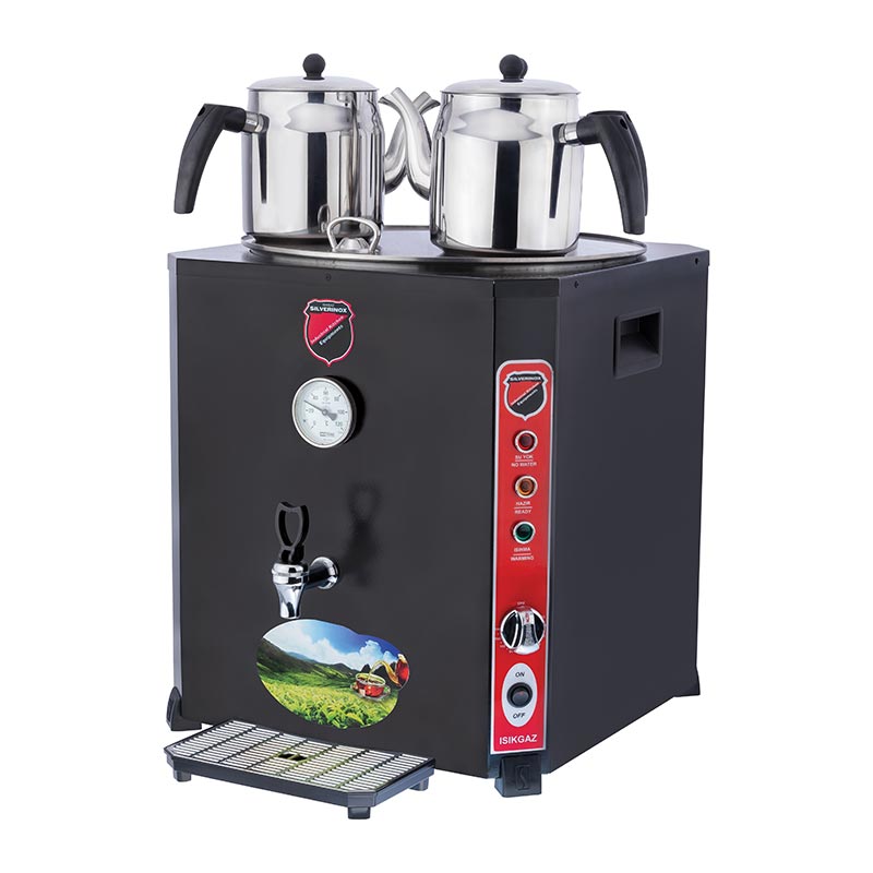 SilverInox Elite Çay Makinesi, 2 Demlikli, 23 L, Siyah